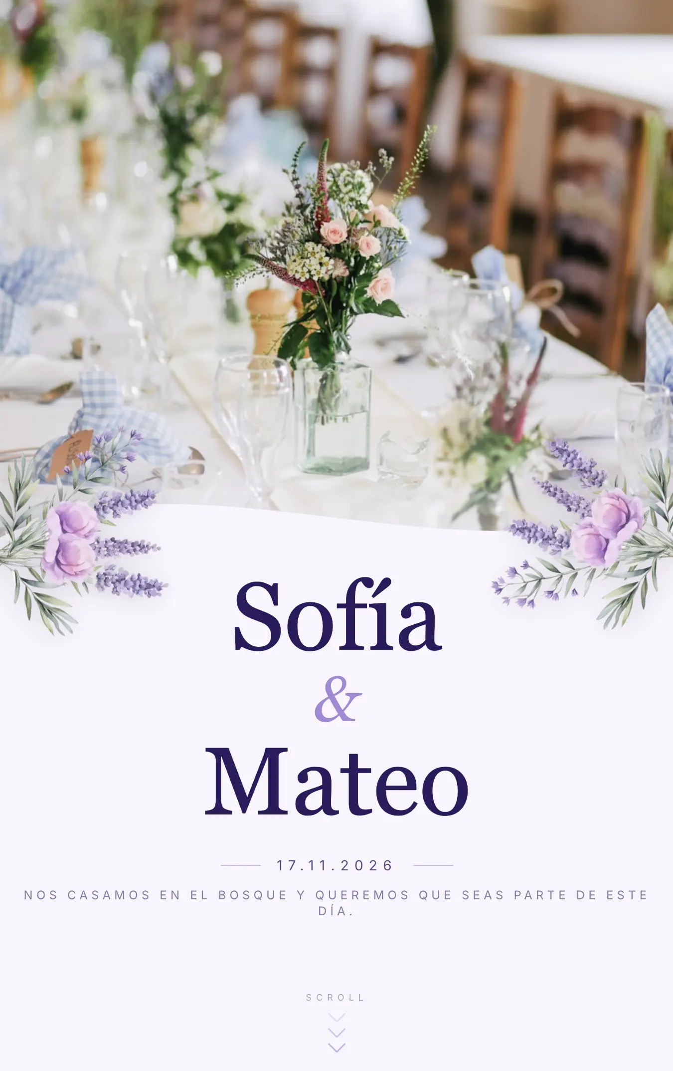 Invitación digital Lavanda — plantilla para boda