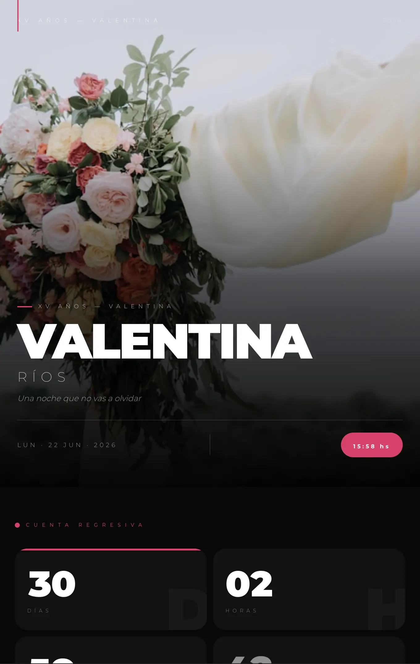 Invitación digital Phantom — plantilla para 15 años