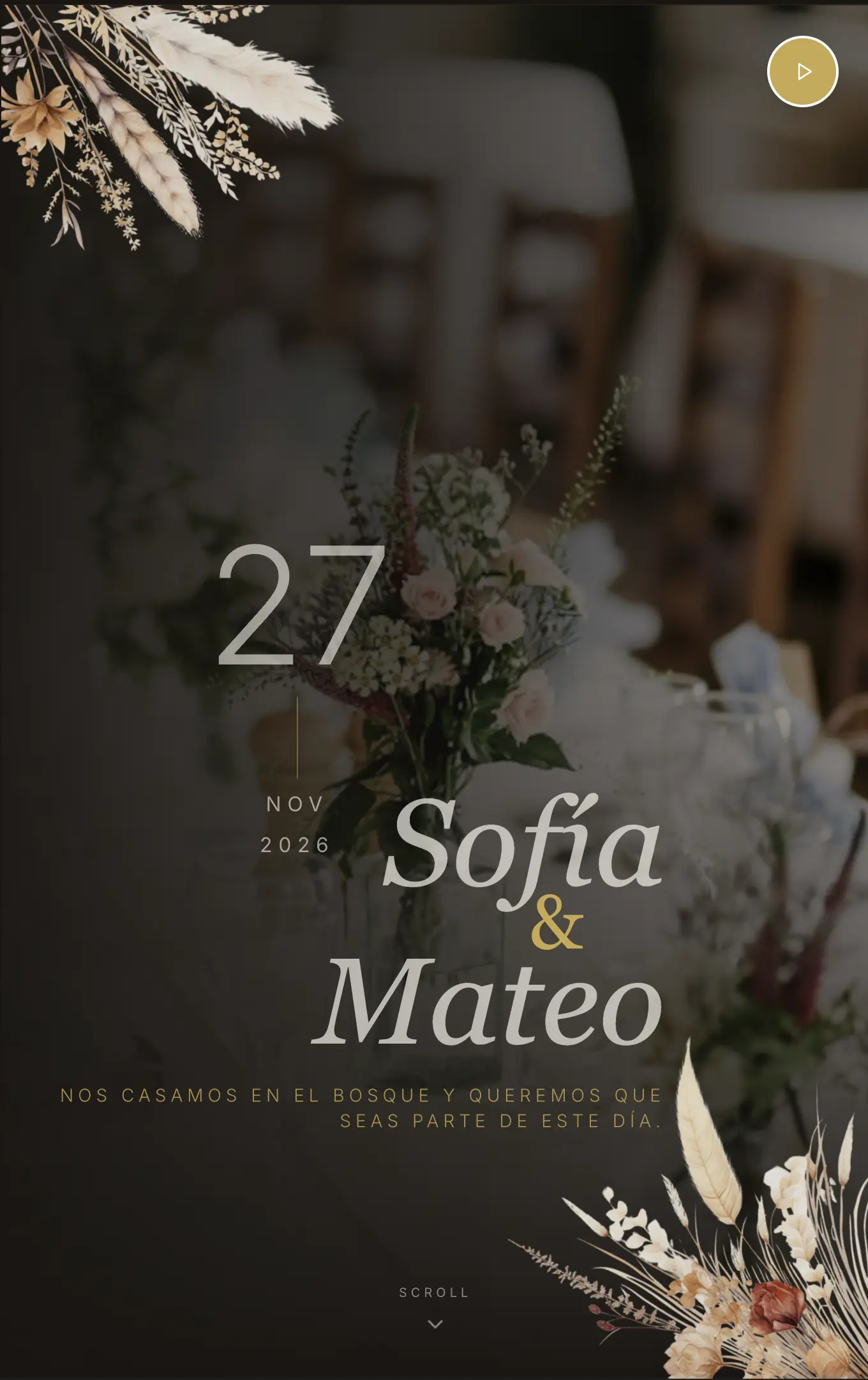 Invitación digital Campestre — plantilla para boda