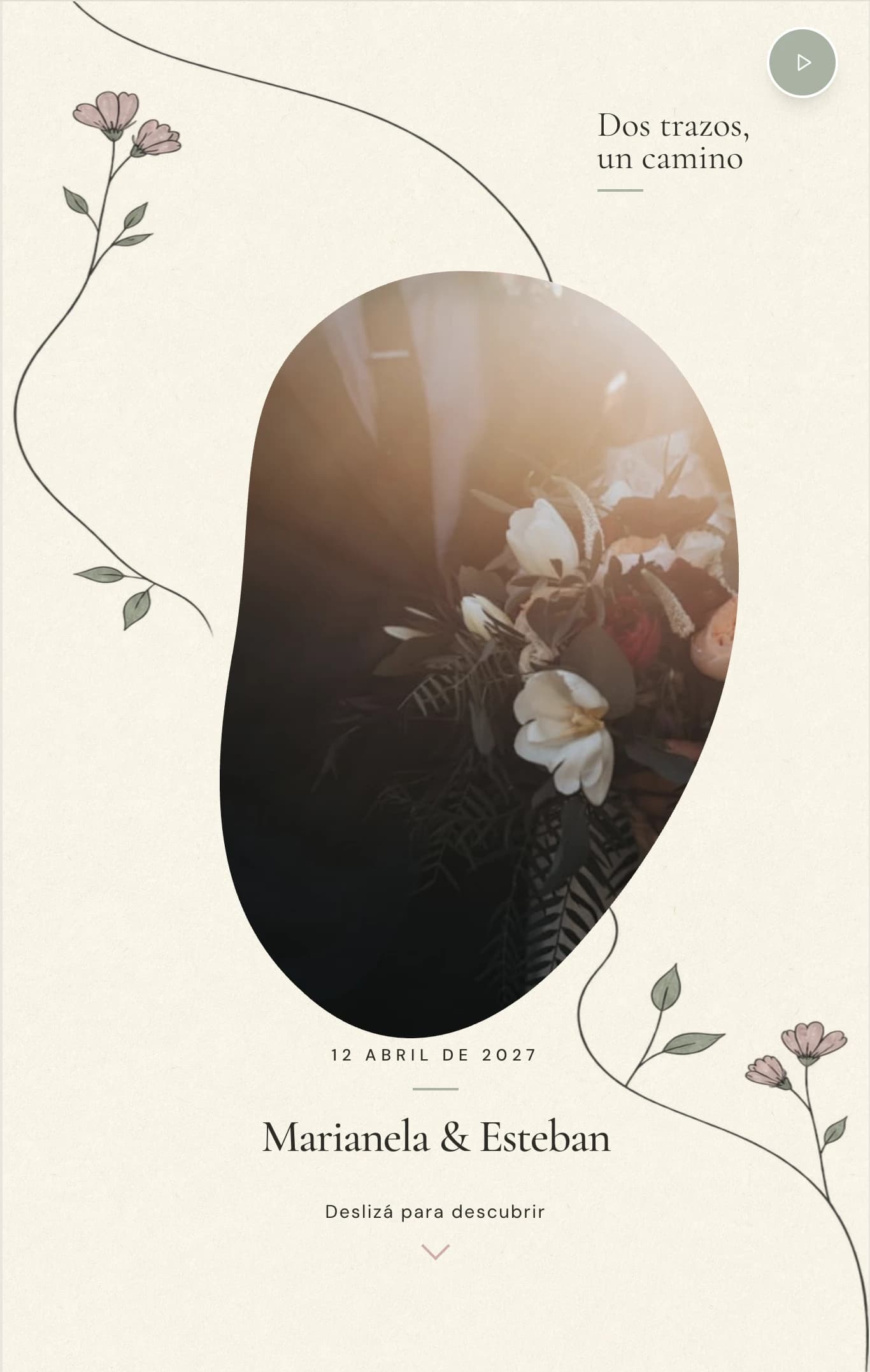 Invitación digital Dos trazos — plantilla para boda